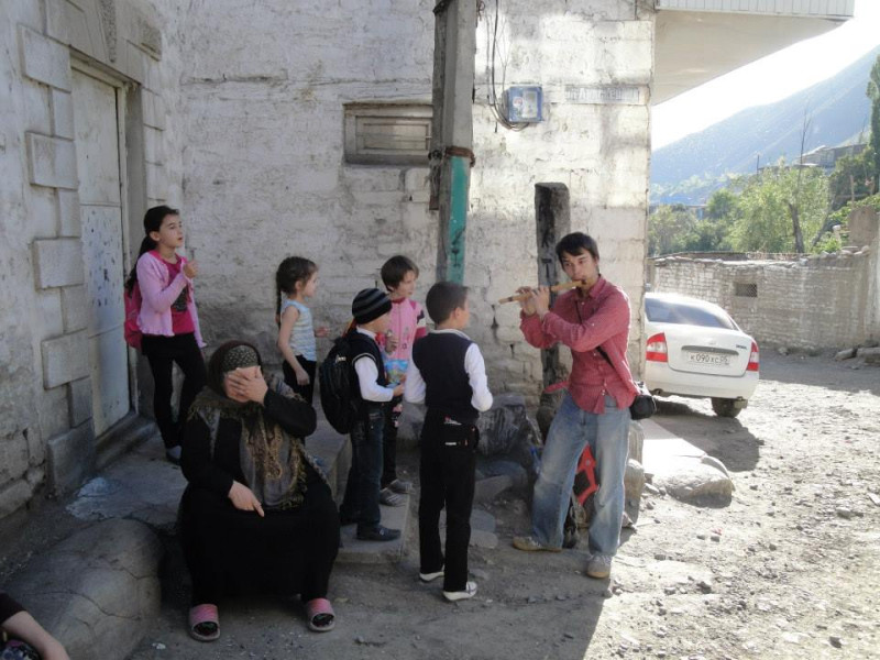 With children in Dagestan