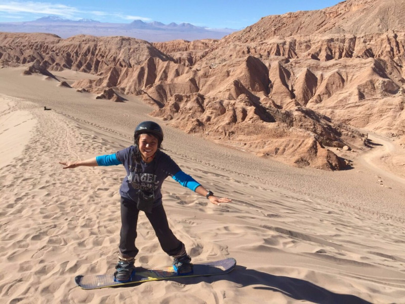 Sandboarding in the Atacama Desert of northern Chile