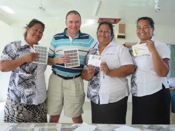 David at the Tuvalu post-office on his latest visit to send the postcard!
