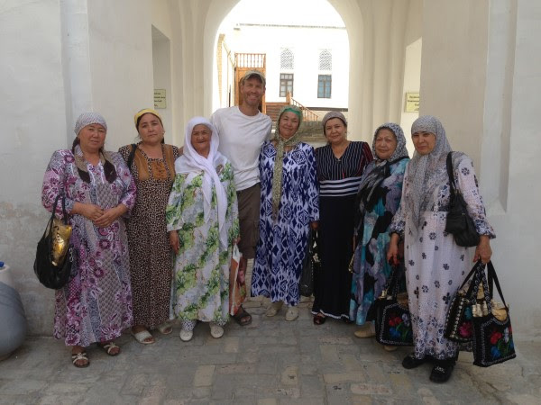 Bukhara encounter with Uzbek tourists