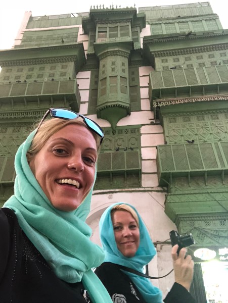 Two women exploring Jeddah, Saudi Arabia