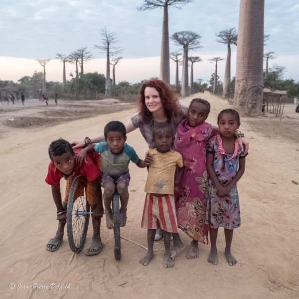 Hanging out with the kids on the avenue of the Baobabs, Madagascar