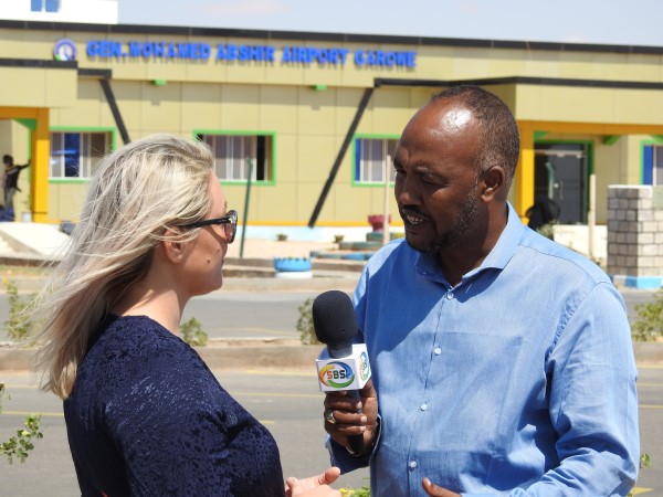 Interview with Somali TV outside Garowe airport