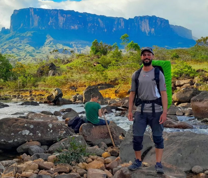 Omar Nok, Egyptian traveller visiting Canaima National Park in Venezuela