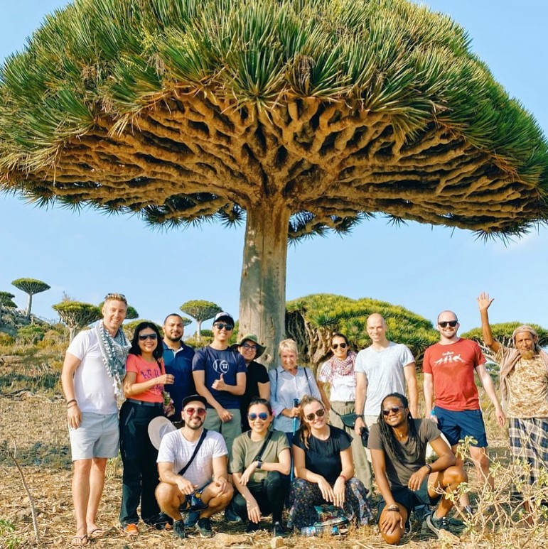 Johnny Ward and a group of travellers on his tour to Socotra, Yemen