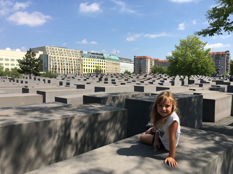Merete's daughter at the Holocaust Memorial in Berlin.