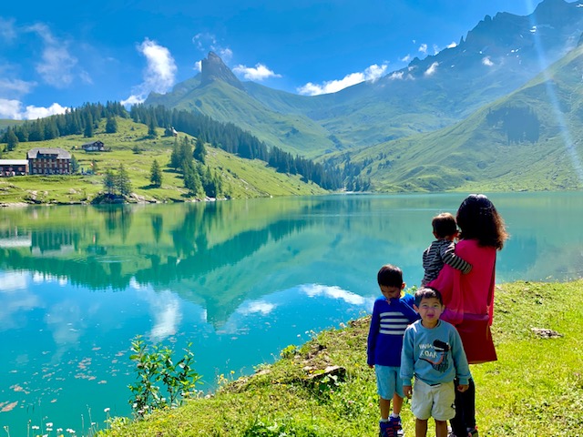 Wani and kids in Switzerland