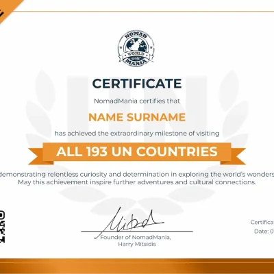 Certificate - All 193 Countries Visited