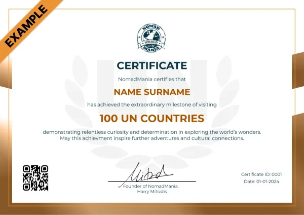 Certificate - 100 Countries Visited