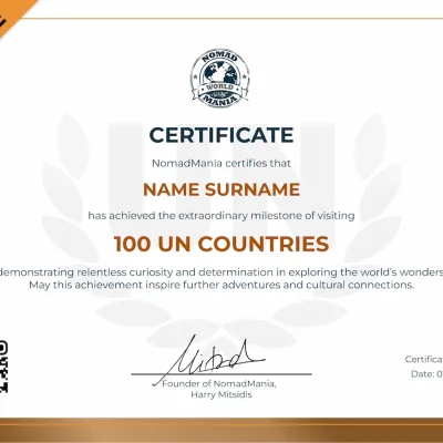 Certificate - 100 Countries Visited