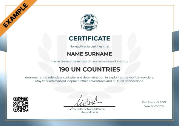 Certificate - Close to 193 Countries