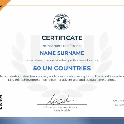 Certificate - 50 Countries Visited