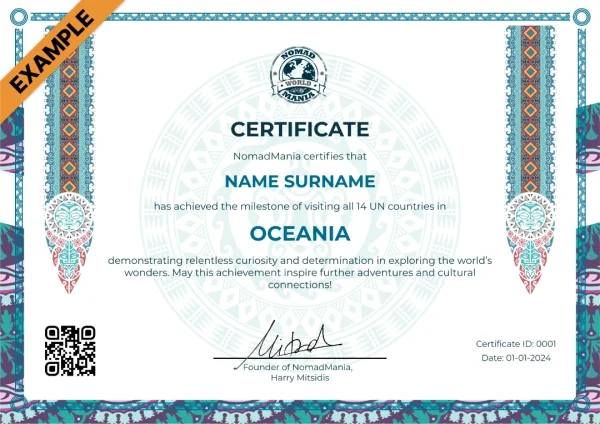 Certificate - Oceania