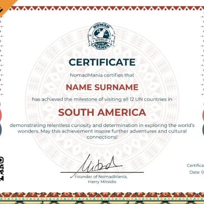 Certificate - South America