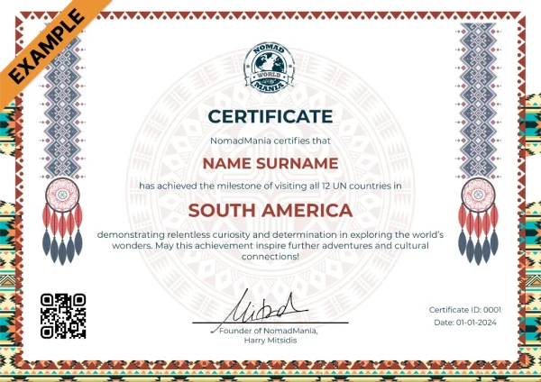 Certificate - South America