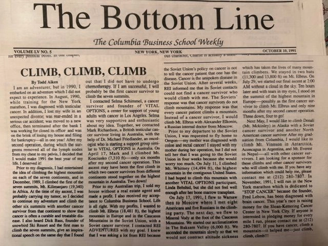 Climb, climb, climb by Todd Aiken "The Bottom Line - Columbia Business School Weekly" Climb, climb, climb by Todd Aiken "The Bottom Line - Columbia Business School Weekly"