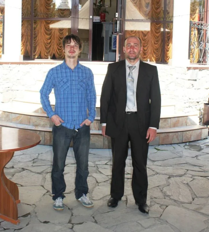 With a driver in Grozny, Chechnya