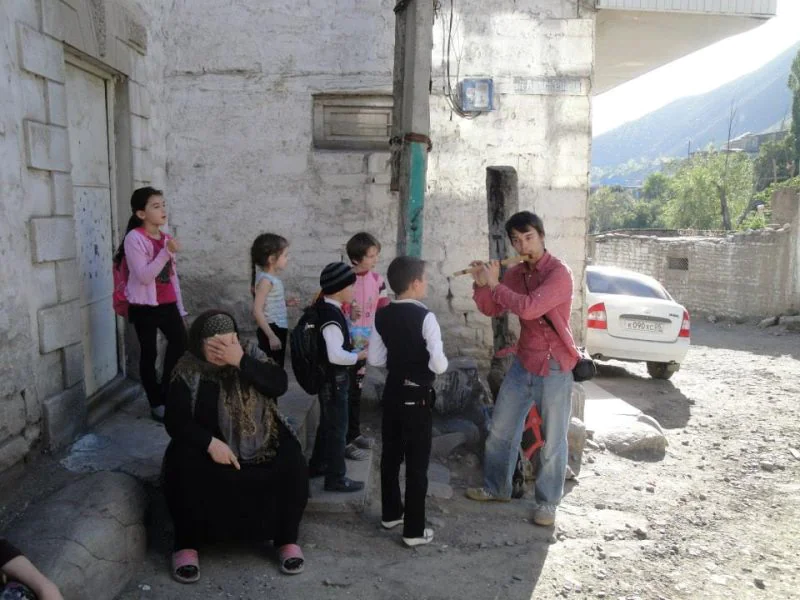 With children in Dagestan