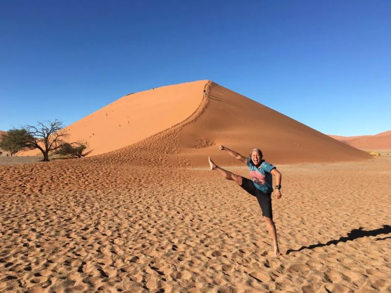After climbing Dune 45 in Sossusvlei, Namibia