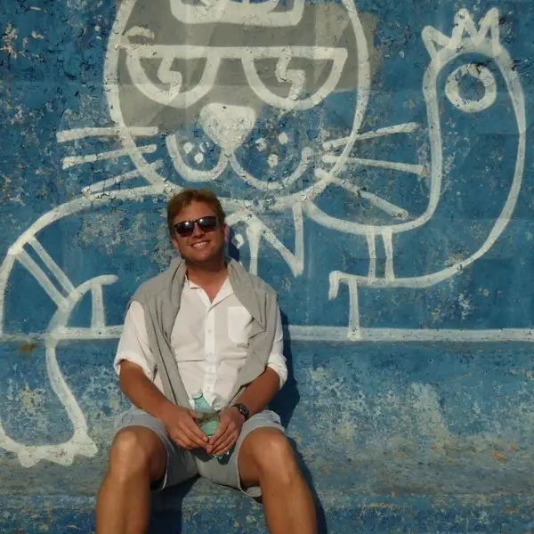 Tired after a long walk in St. Petersburg, Russia