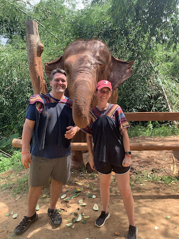 Clayburns with an elephant